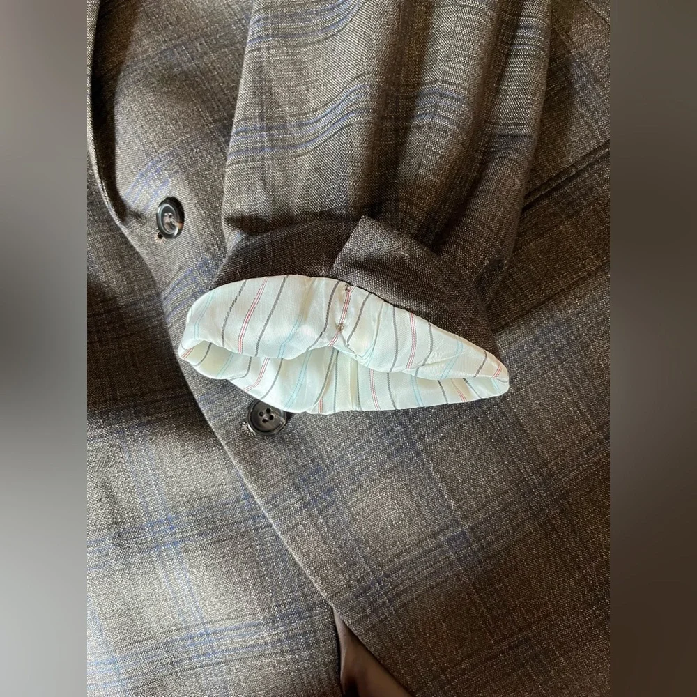 Men’s Ralph Lauren Blazer Suit Jacket Brown & Blue plaid Sports coat  Career 48L
